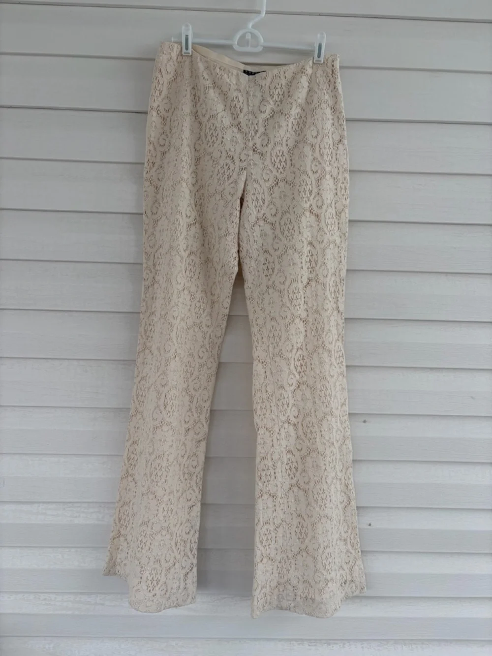 Vintage KORS Cream Lace Flare Pants • Boho Bridal Festival Statement Pants